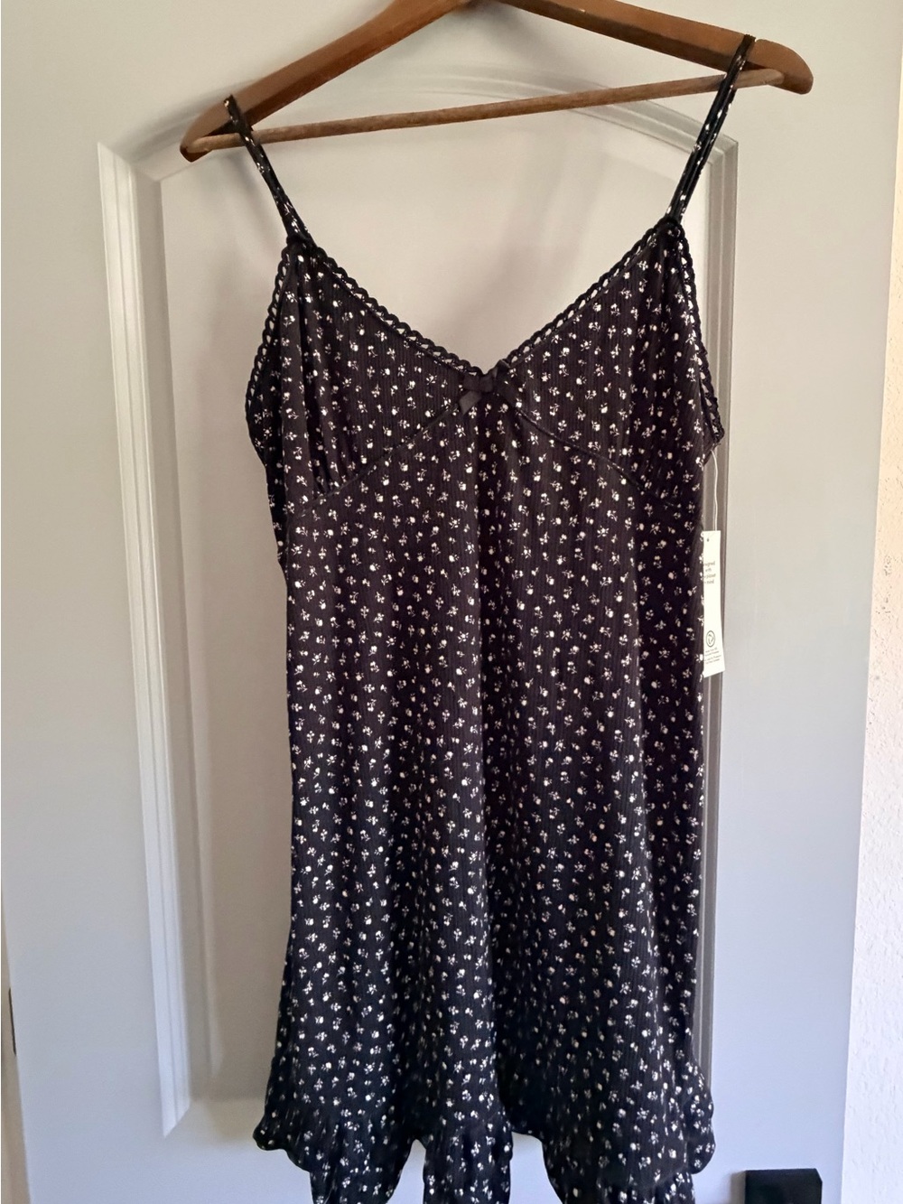 No Boundaries Black Floral Slip Dress with White Print